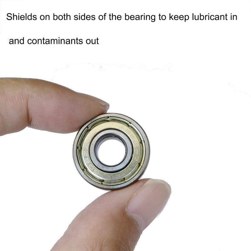 Tonmp 100 PCS 608-ZZ Ball Bearing - Double Metal Sealed Shielded Miniature Deep Groove Bearings for Furniture Wheel,Skateboards, Inline Skates, Scooters, Roller Blade Skates (8mm x 22mm x 7mm) - Image 2